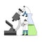 Laboratory Experiments Concept. Chemistry and Laboratory Technician Are Making An Chemical Experiment Using Microscope