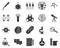 Laboratory, flask. Bioengineering glyph icons set. Biotechnology for health, researching, materials creating. Molecular biology,