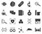 Laboratory, flask. Bioengineering glyph icons set. Biotechnology for health, researching, materials creating. Molecular biology,