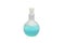 Laboratory flask with liquid on white background. Solution chemistry. Round bottom boiling flask stock images. Round bottom