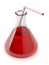 Laboratory flask with red liquid