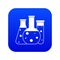 Laboratory flasks icon digital blue