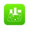 Laboratory flasks icon digital green