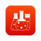 Laboratory flasks icon digital red