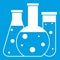 Laboratory flasks icon white