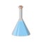 Laboratory glass flask and with blue liquid. Chemical and biological experiments Vector illustration in flat style on white