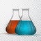 Laboratory glassware or beaker. Chemical laboratory transparent flask with liquid. Vector illustration