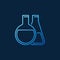 Laboratory glassware blue line icon. Vector flasks symbol