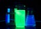 Laboratory glowing bottles.