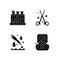 Laboratory instruments black glyph icons set on white space