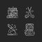 Laboratory instruments chalk white icons set on black background