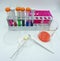 Laboratory labware for science experiments, white background