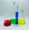 Laboratory labware for science experiments, white background