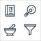 Laboratory line icons. linear set. quality vector line set such as filter, mortar, virus