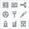 laboratory line icons. linear set. quality vector line set such as test, volumetric flask, bunsen burner, clipper, funnel, nuclear