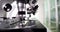 Laboratory microscope lens and modern microscopes in laboratory