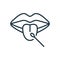 Laboratory Research of Mouth Saliva Swab Line Icon. Dna Test for Paternity Linear Pictogram. Coronavirus Analysis of