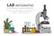 Laboratory research with science glass est tube vector illustration concept
