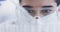 Laboratory scientist, covid or glasses for DNA research, medicine research or medical analytics. Zoom, woman face or