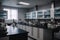 laboratory with specialized instruments and equipment for forensic analysis or chemical research
