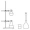Laboratory stands support. Glassware. Thin line icons