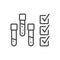 Laboratory test tubes icon with a positive mark confirming the creation of the desired drug. Image of three test tubes