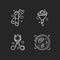 Laboratory tools chalk white icons set on black background