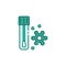 Laboratory tube with saliva test color line icon.