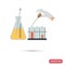 Laboratory tubes and flasks and mixing drugs color flat icon