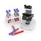 Laboratory work, microscope, test tubes,