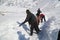 Laborers opening Kedarnath trek blocked due to snowfall.