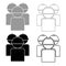 Labors group workers in helmet icon set grey black color