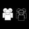 Labors group workers in helmet icon set white color illustration flat style simple image