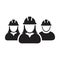 Labors icon vector group of construction worker people persons profile avatar for team work with hardhat helmet in a glyph