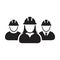 Labors icon vector group of construction worker people persons profile avatar for team work with hardhat helmet in a glyph