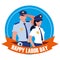 labour day celebration seal with police authority