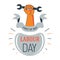 Labour day isolated icon First of May wrench in hand