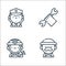 Labour day line icons. linear set. quality vector line set such as farmer, miner, wrench