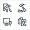labour day line icons. linear set. quality vector line set such as report, computerized, hammer