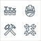 labour day line icons. linear set. quality vector line set such as world, hammers, labor