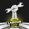 Labour Day with Silver Hand Grasping The Wrench Illustration