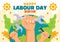 Labour Day Social Media Background Flat Cartoon Hand Drawn Templates Illustration