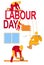 Labour day workers poster banner 1 May greeting card  illustration of Labor Day Workers in action