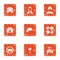 Labour service icons set, grunge style