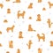Labradoodle seamless pattern.  Different poses, coat colors set