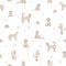 Labradoodle seamless pattern.  Different poses, coat colors set