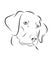 Labrador dog line art, tribal. Freehand vector illustration.