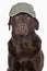 Labrador in Green Army Style Baseball Cap