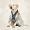 Labrador in kimono calm minimalistic image generative AI