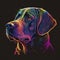 Labrador portrait in rainbow colors. Generative AI